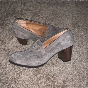 Grey Suede Loafer Heels